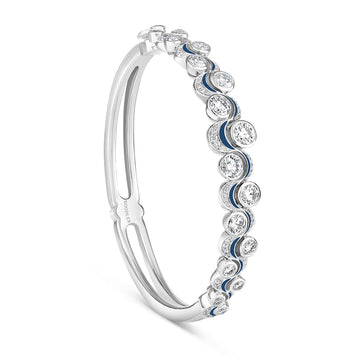 Over the Moon Diamond Enamel Platinum Bangle