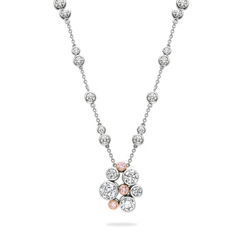 Raindance Platinum Pink and White Diamond Cluster Pendant