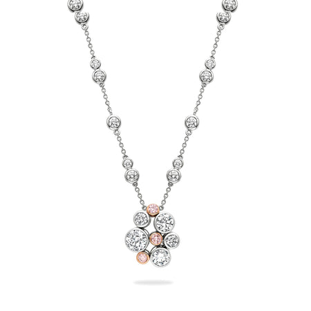 Raindance Platinum Pink and White Diamond Cluster Pendant
