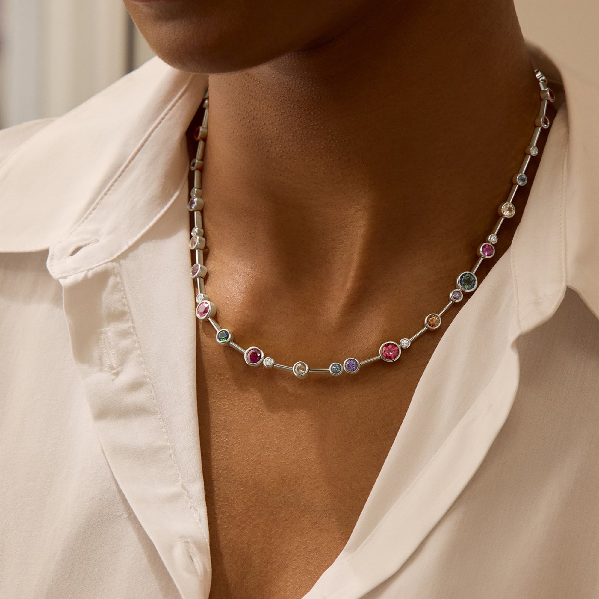 Raindance Rainbow White Gold Necklace