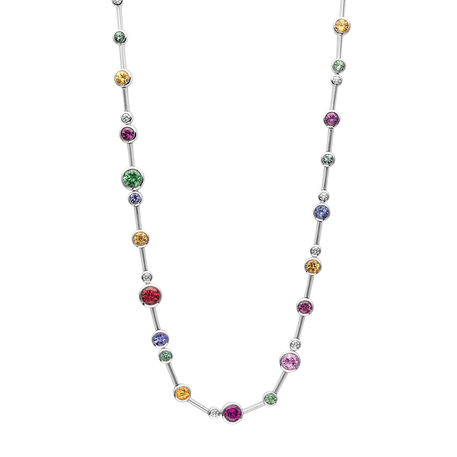 Raindance Rainbow White Gold Necklace