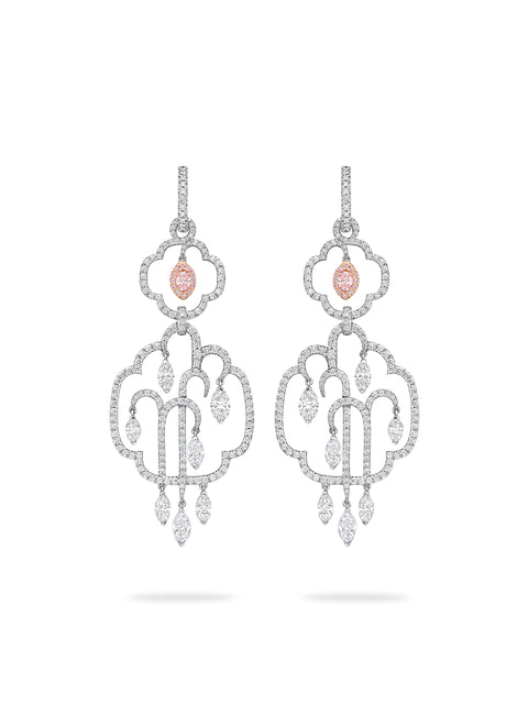 Secret Garden New Beginnings Pink and White Diamond Earrings