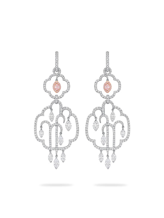 Secret Garden New Beginnings Pink and White Diamond Earrings