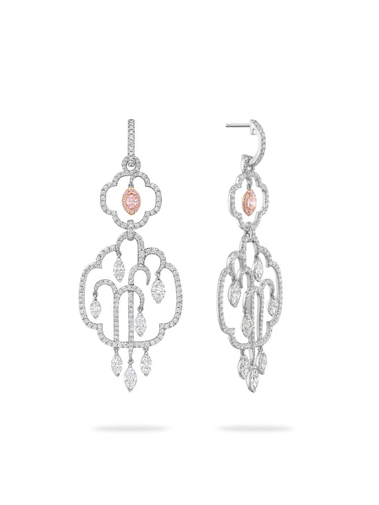 Secret Garden New Beginnings Pink and White Diamond Earrings