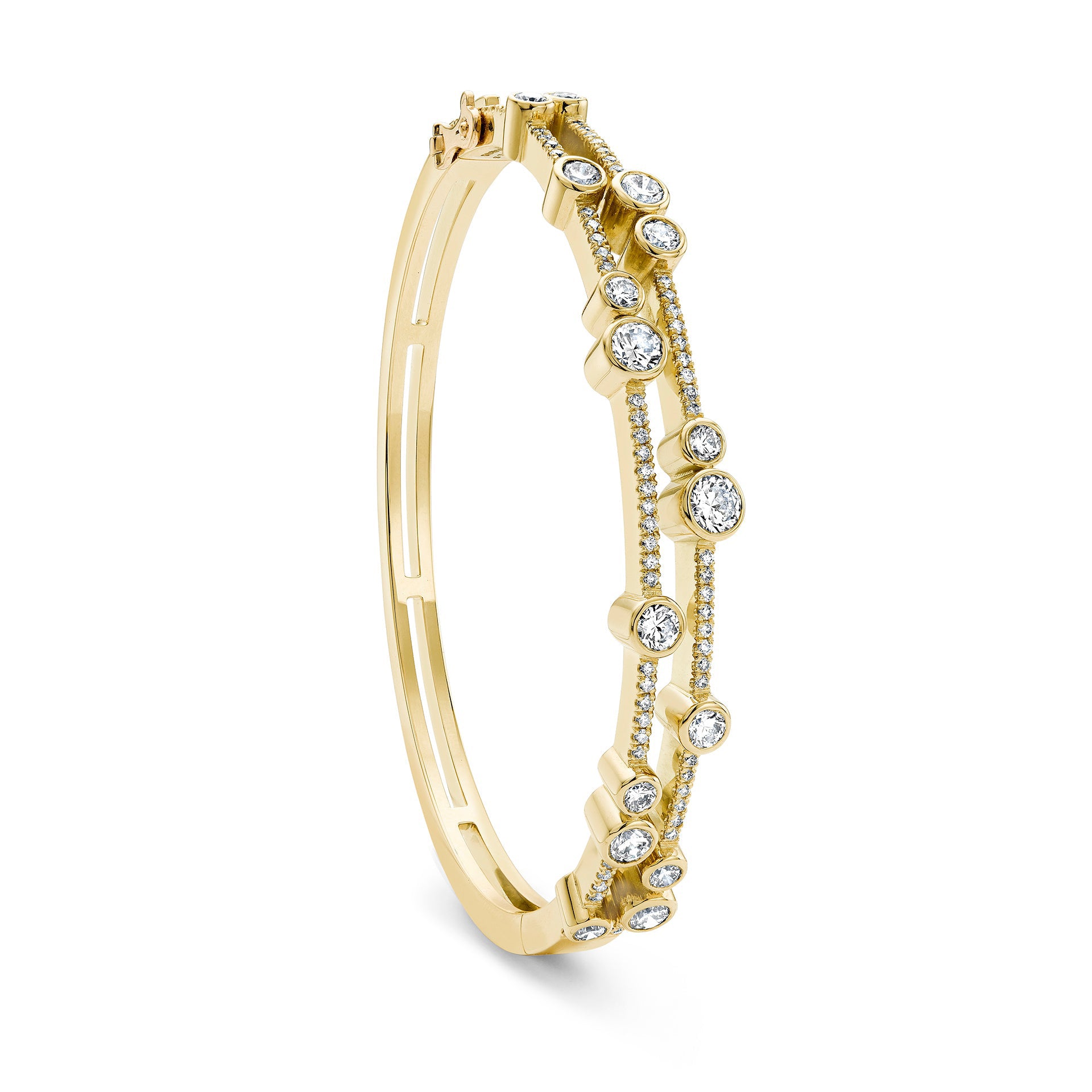 Waterfall Yellow Gold Double Bangle