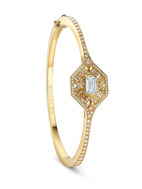 Fifth Avenue Ashoka Diamond Yellow Gold Bangle