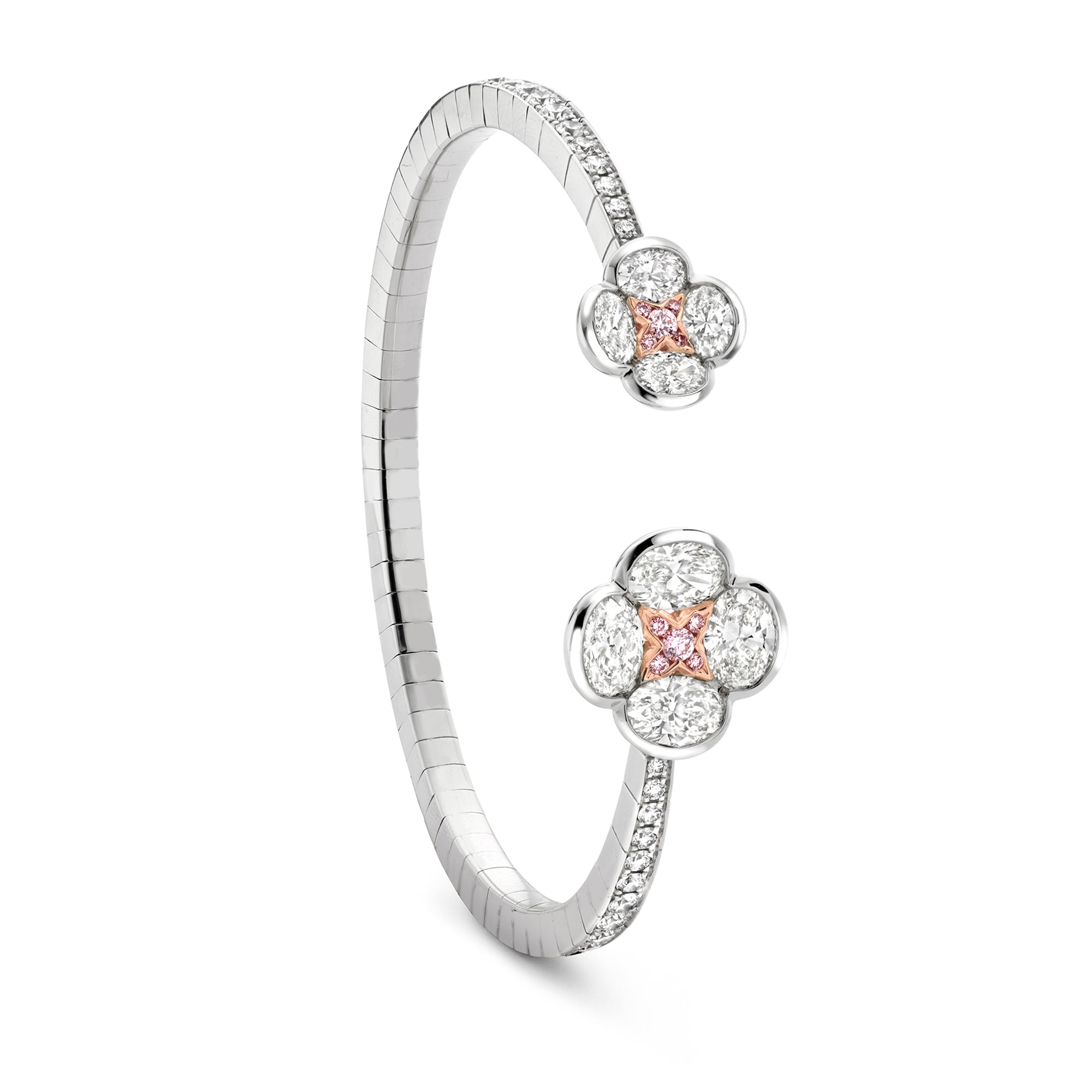 Posie Platinum and Rose Gold Diamond Bangle
