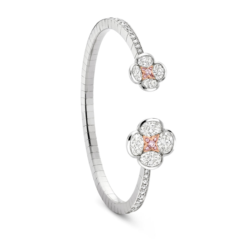 Posie Platinum and Rose Gold Diamond Bangle