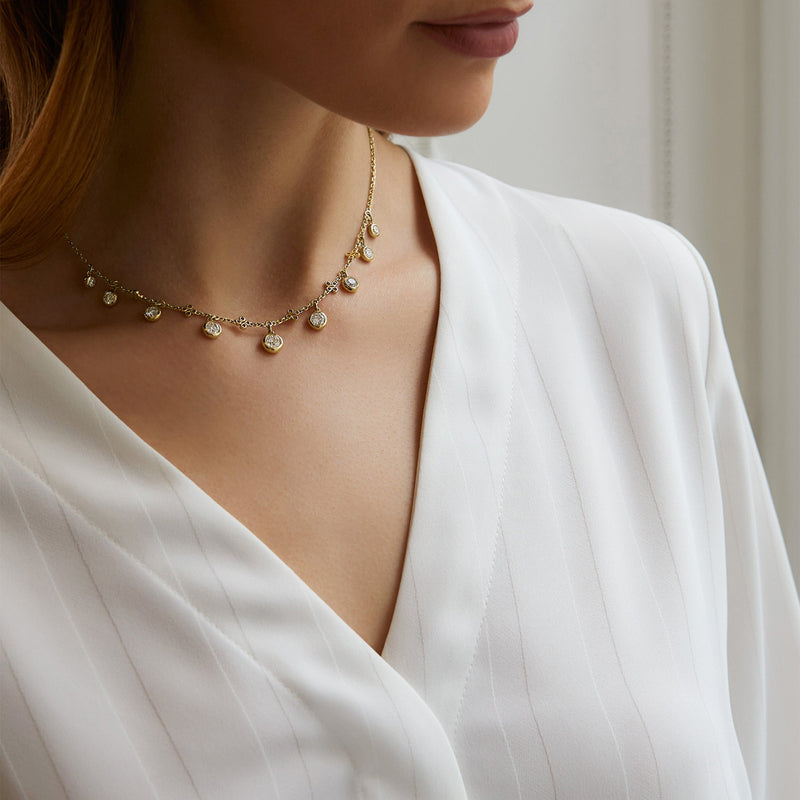 Beach Medium Yellow Gold Diamond Necklace