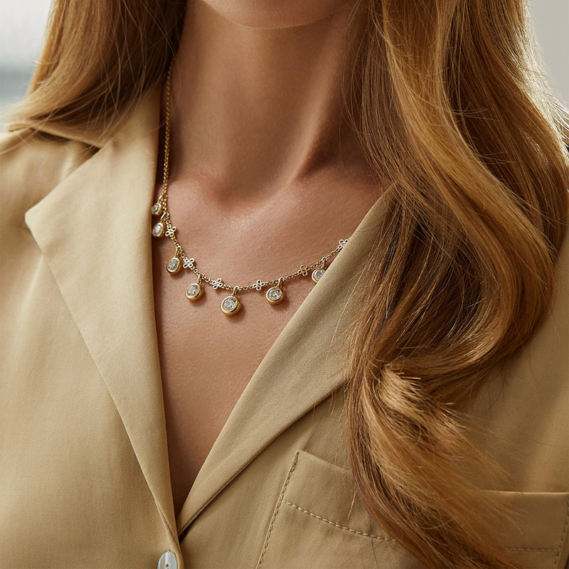 Beach Large Yellow Gold Diamond Necklace