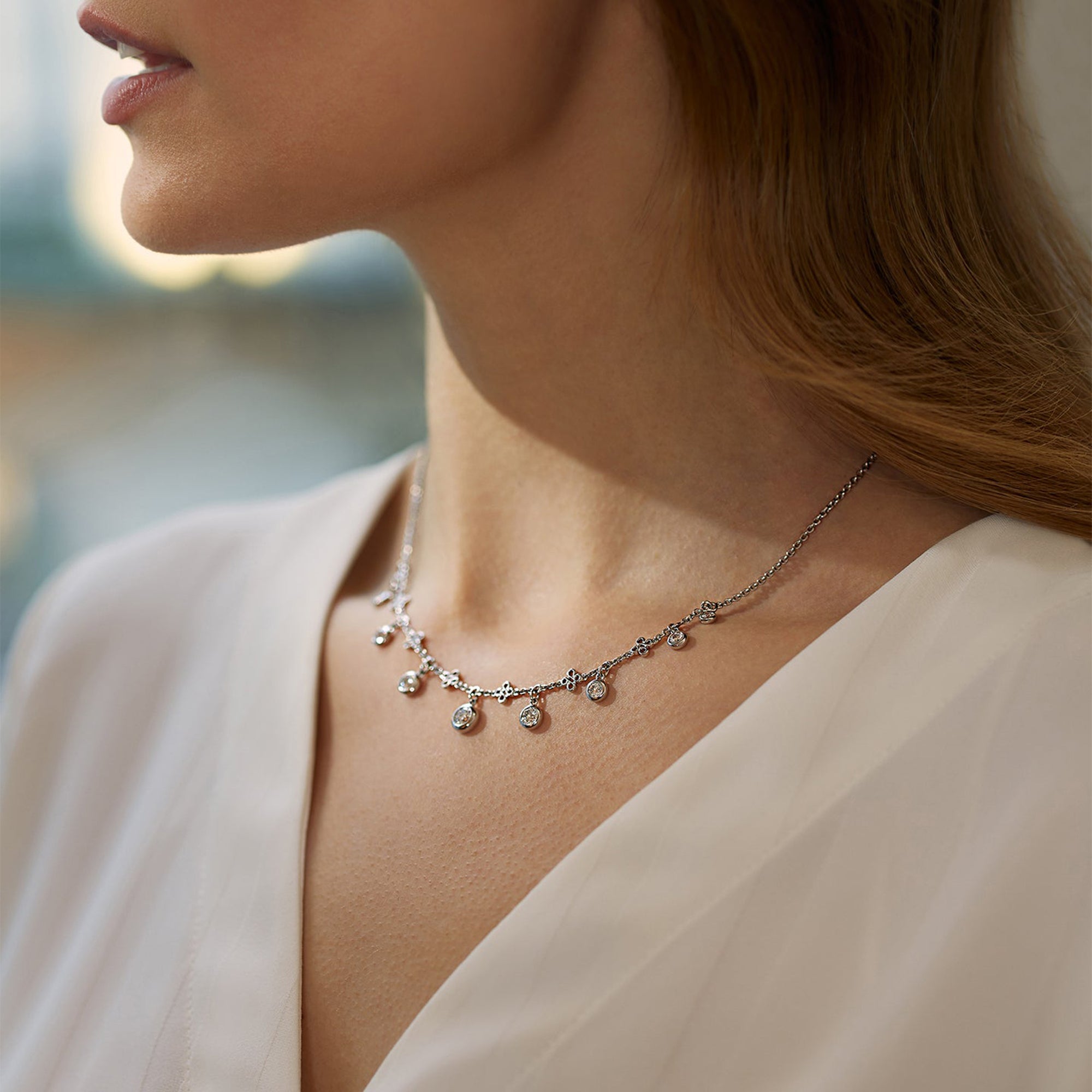 Beach Platinum Diamond Necklace