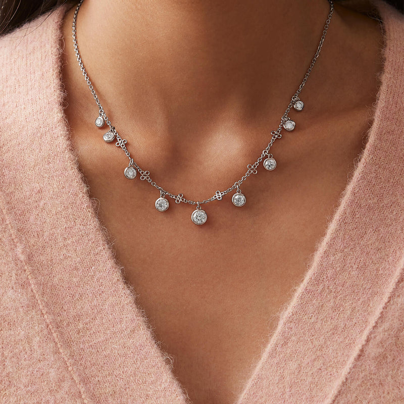 Beach Medium Platinum Diamond Necklace