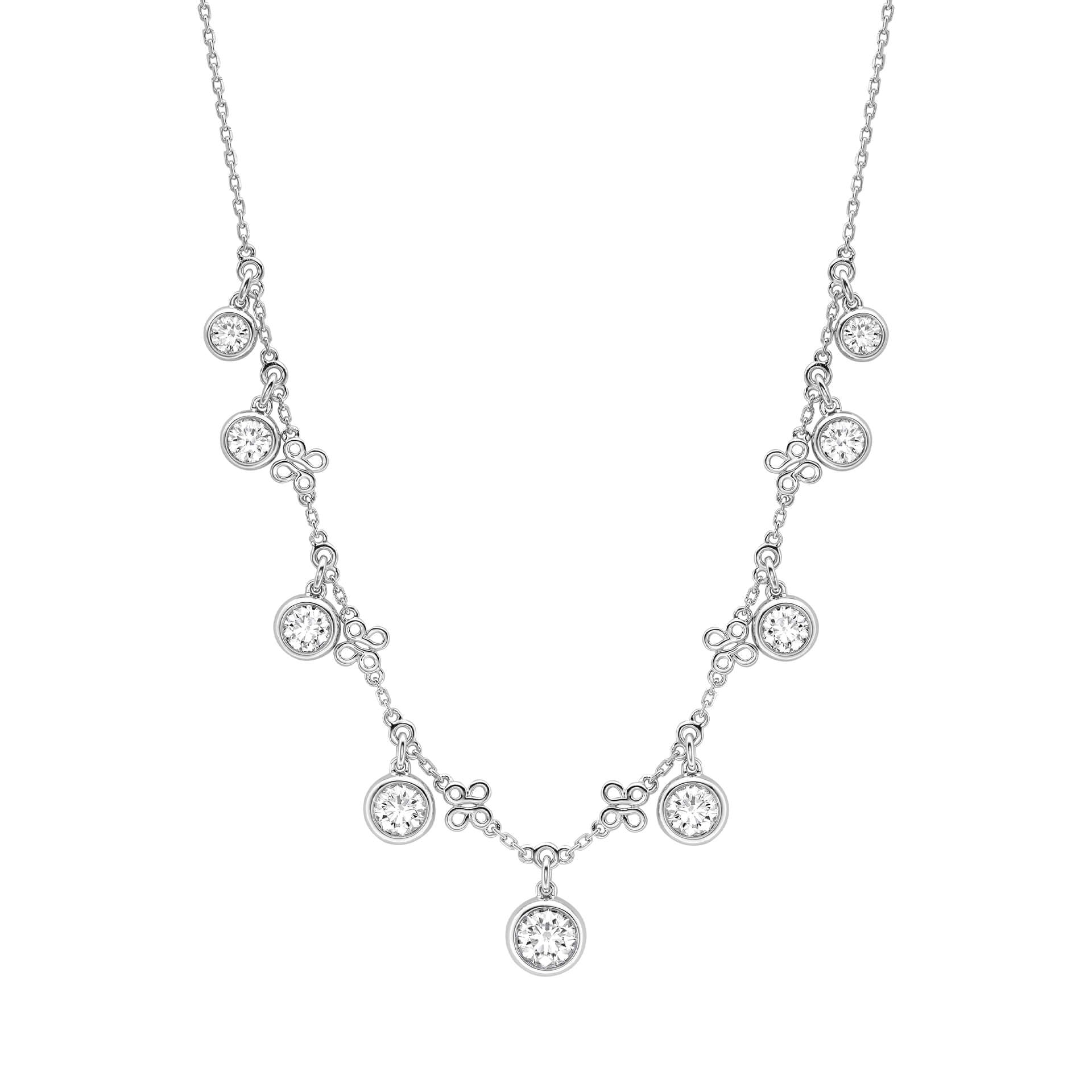 Beach Medium Platinum Diamond Necklace