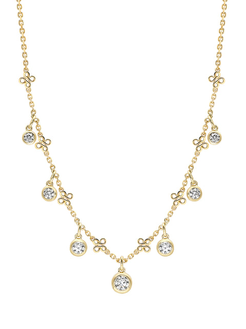 Beach Small Seven Stone Yellow Gold Diamond Necklace