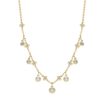 Beach Small Seven Stone Yellow Gold Diamond Necklace