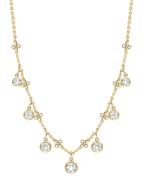 Beach Medium Seven Stone Yellow Gold Diamond Necklace