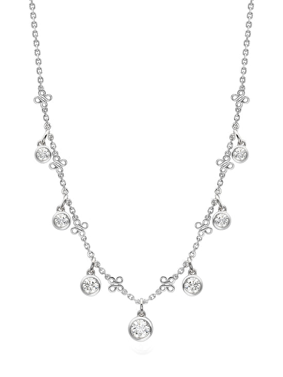 Beach Small Seven Stone Platinum Diamond Necklace
