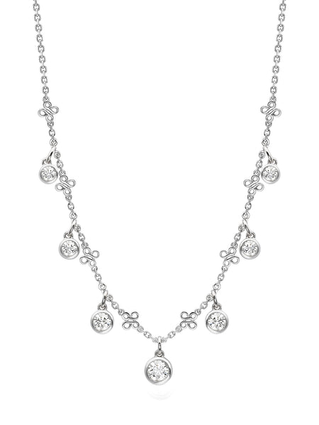Beach Small Seven Stone Platinum Diamond Necklace
