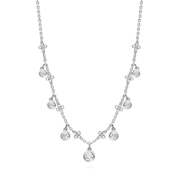 Beach Small Seven Stone Platinum Diamond Necklace
