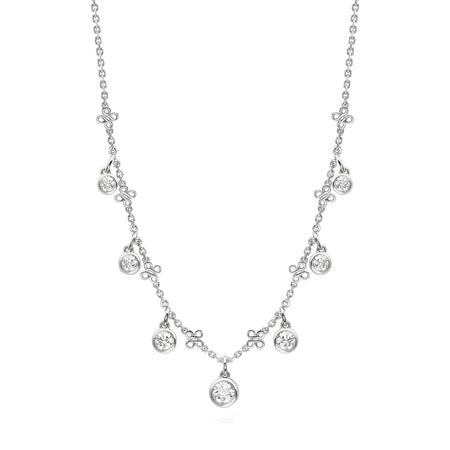 Beach Small Seven Stone Platinum Diamond Necklace