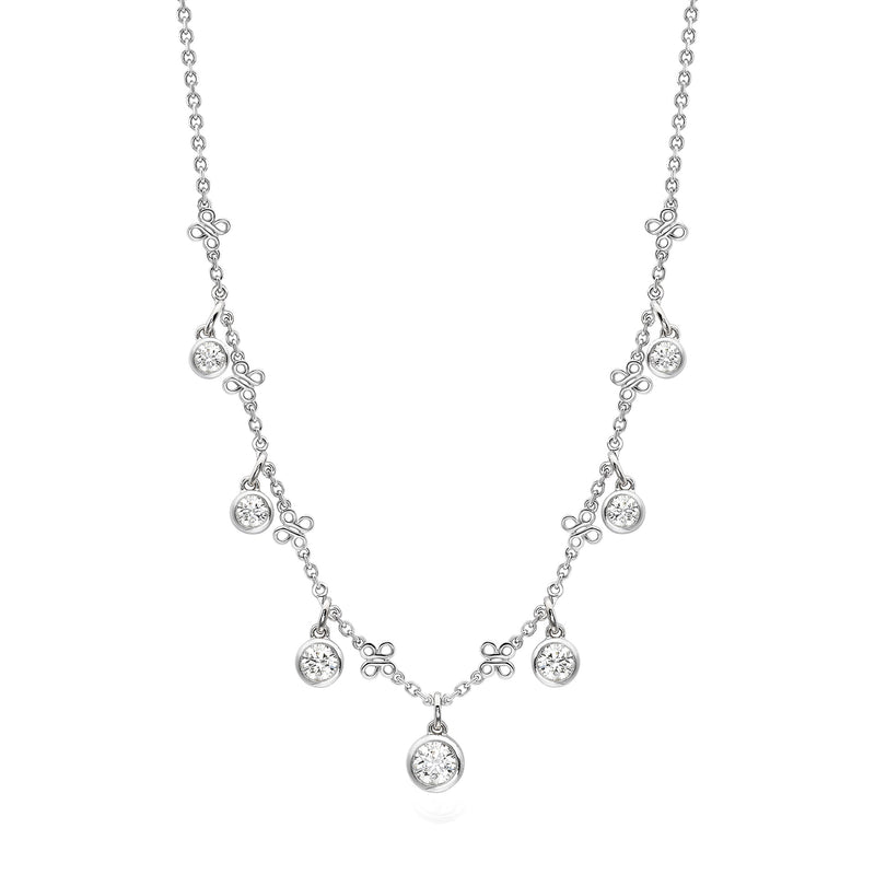 Beach Small Seven Stone Platinum Diamond Necklace