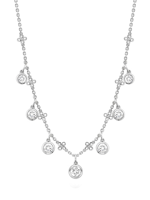 Beach Medium Seven Stone Platinum Diamond Necklace