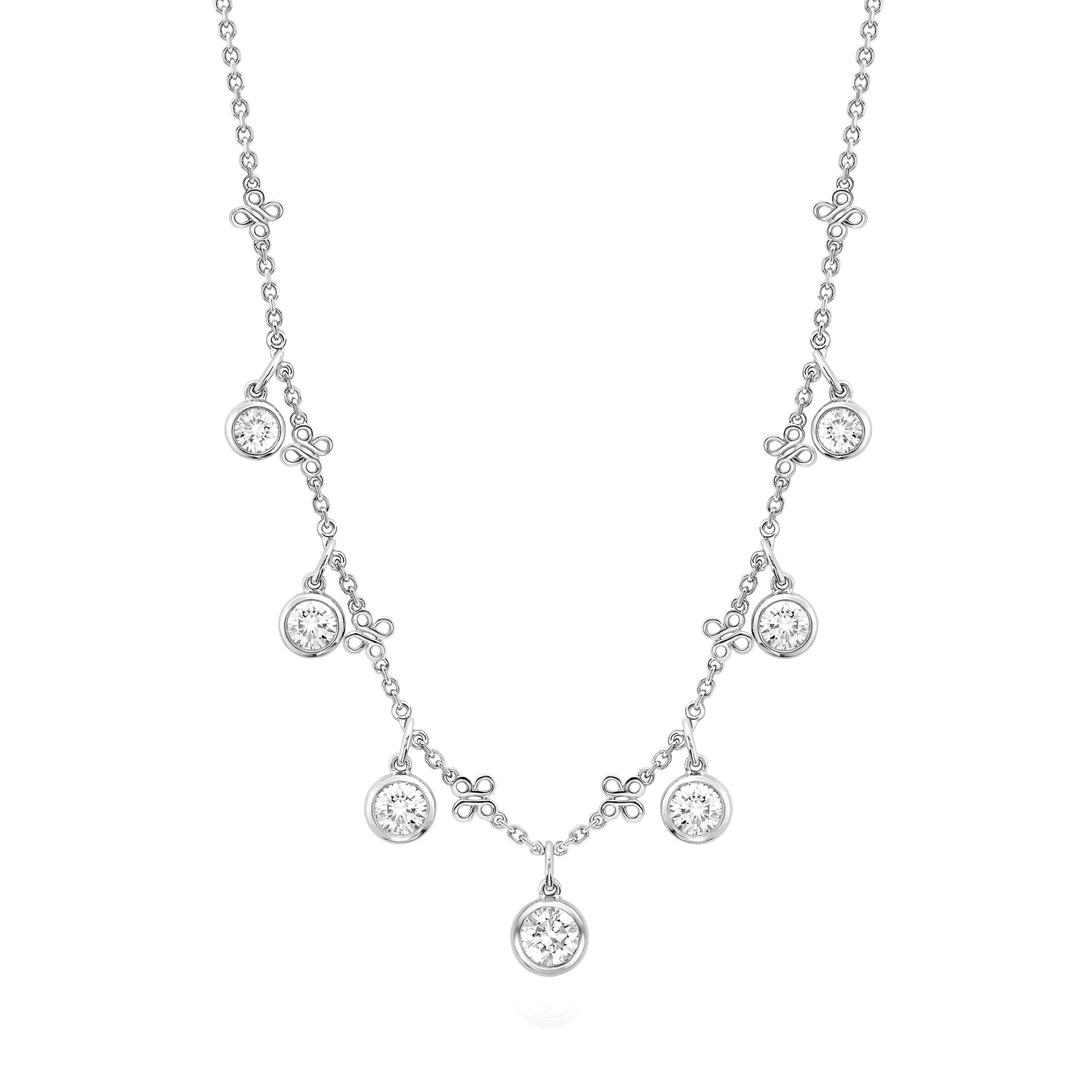 Beach Medium Seven Stone Platinum Diamond Necklace