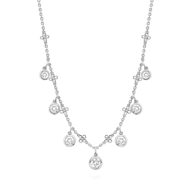 Beach Medium Seven Stone Platinum Diamond Necklace