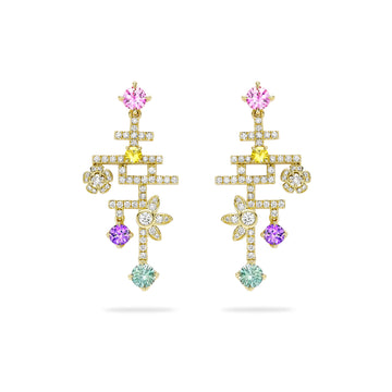 Secret Garden Sapphire Diamond Yellow Gold Drop Earrings