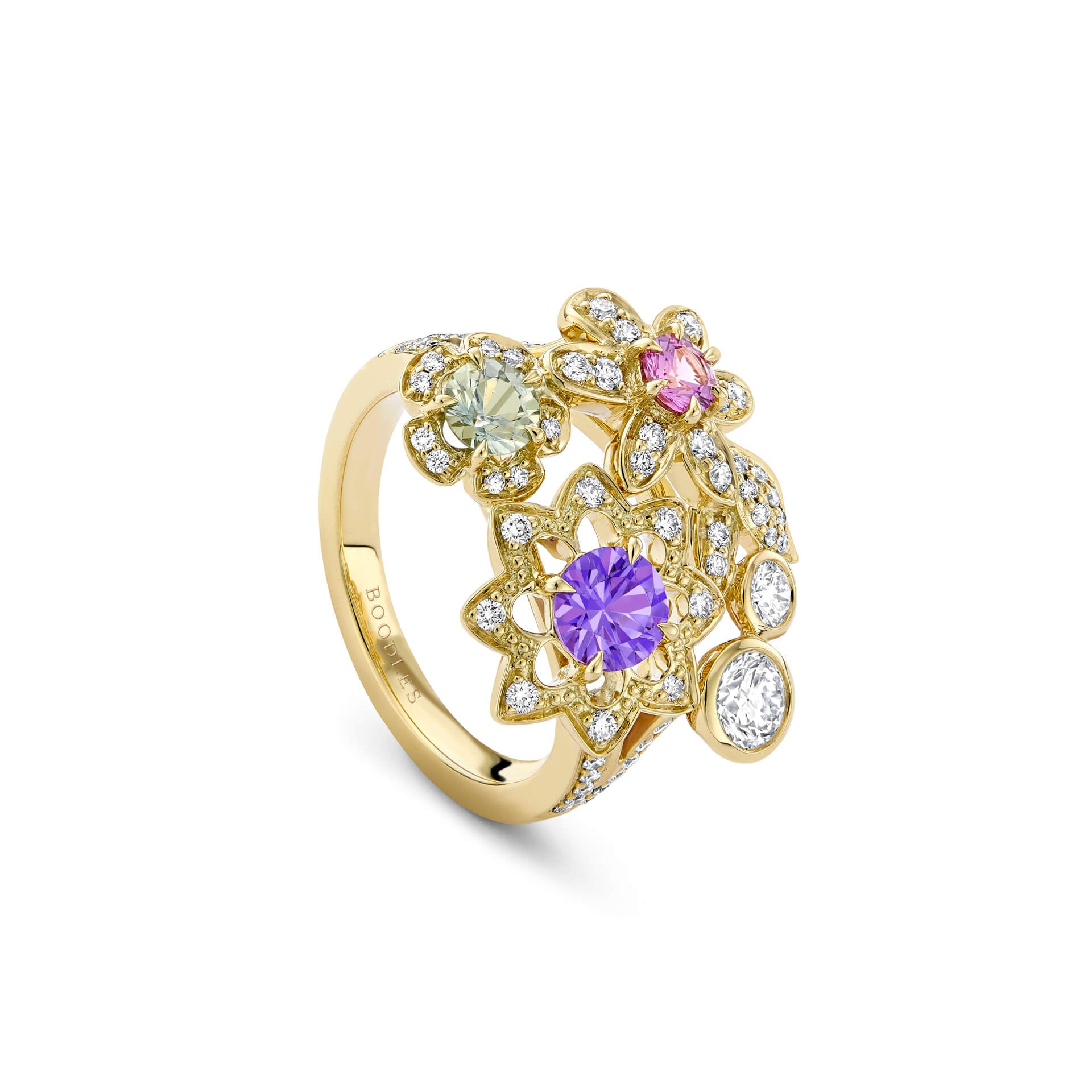 Secret Garden Sapphire Diamond Yellow Gold Ring