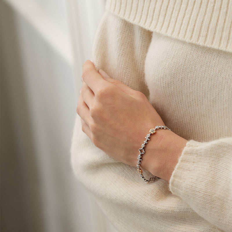 Walled Garden Pink and White Diamond Bracelet