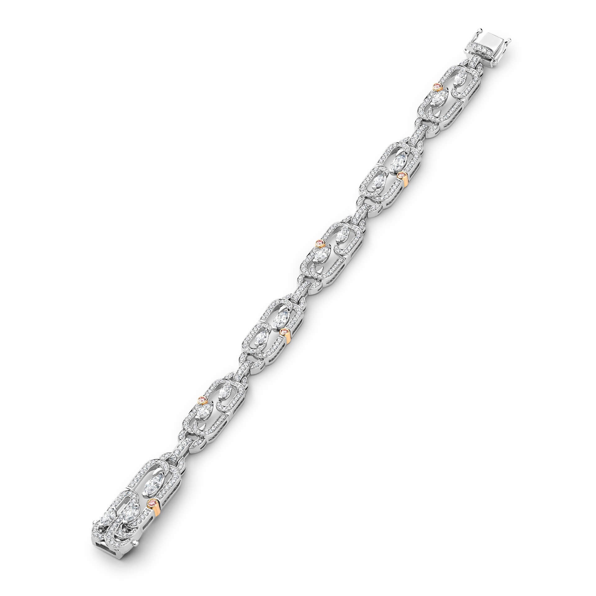 Secret Garden Pink and White Diamond Platinum Bracelet