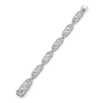 Secret Garden Pink and White Diamond Platinum Bracelet