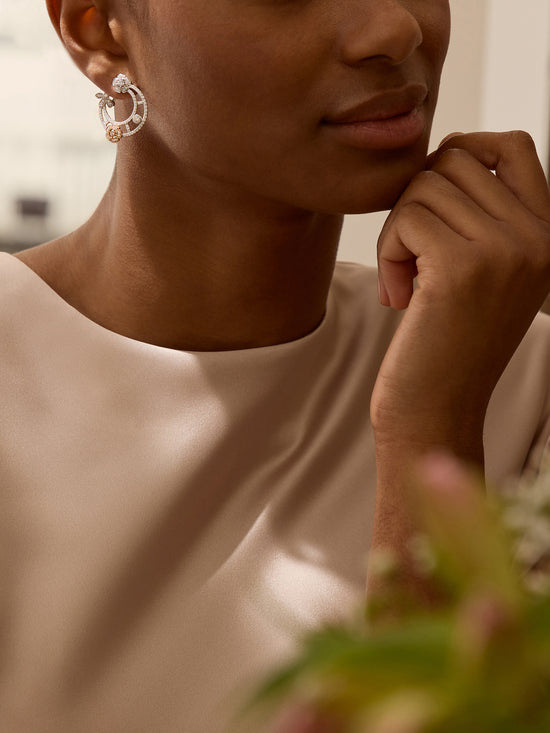 Secret Garden Flower Diamond Platinum Earrings