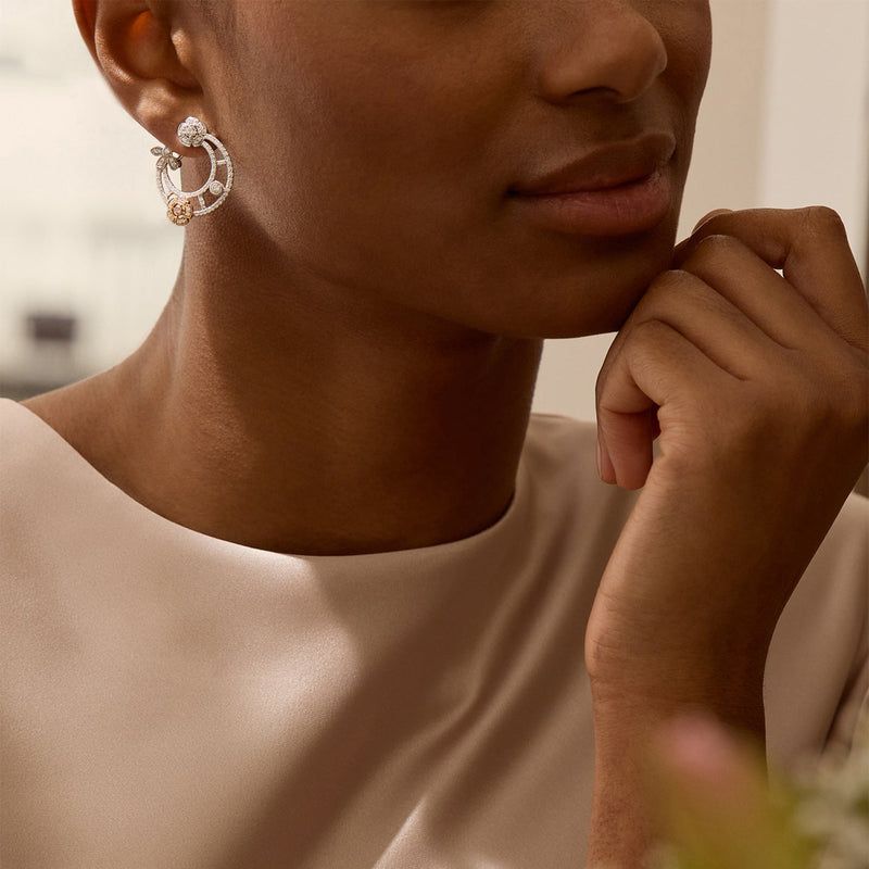 Secret Garden Flower Diamond Platinum Earrings