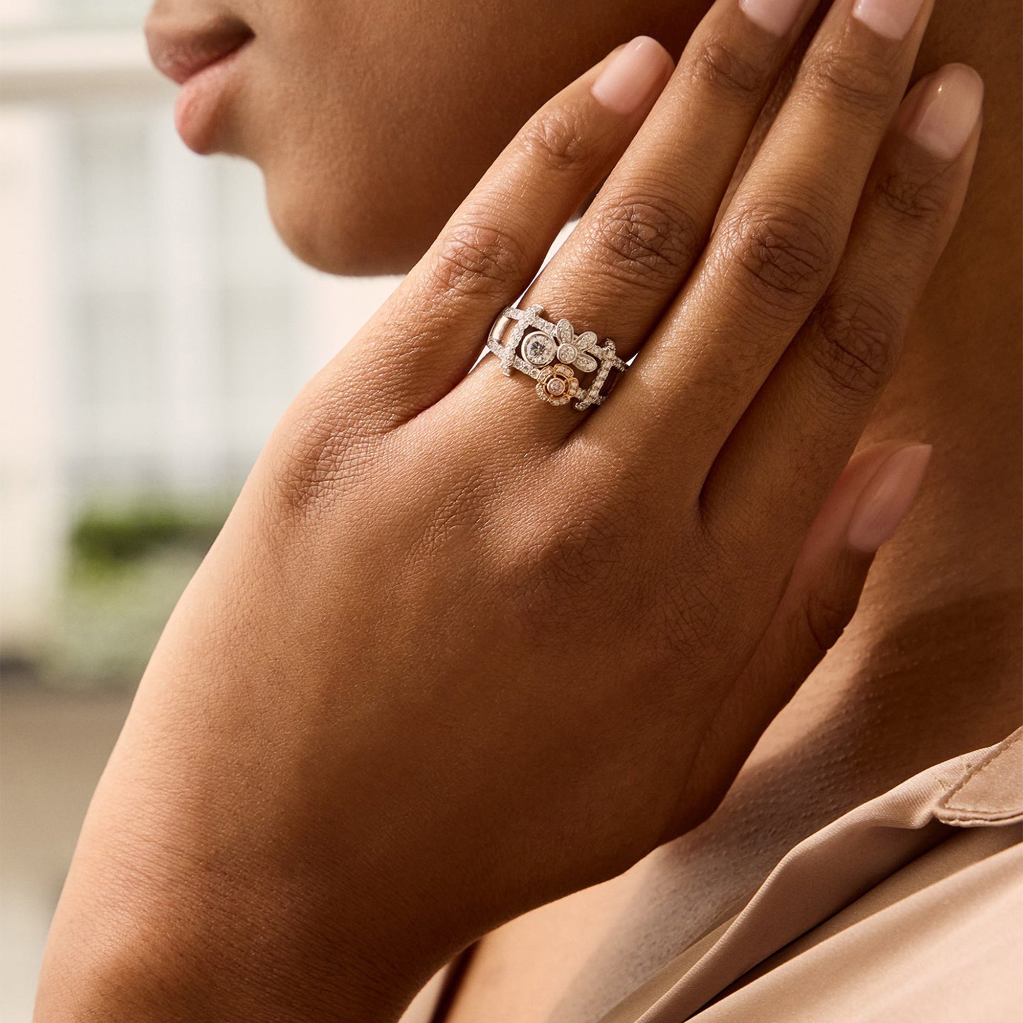 Secret Garden Pink and White Diamond Ring