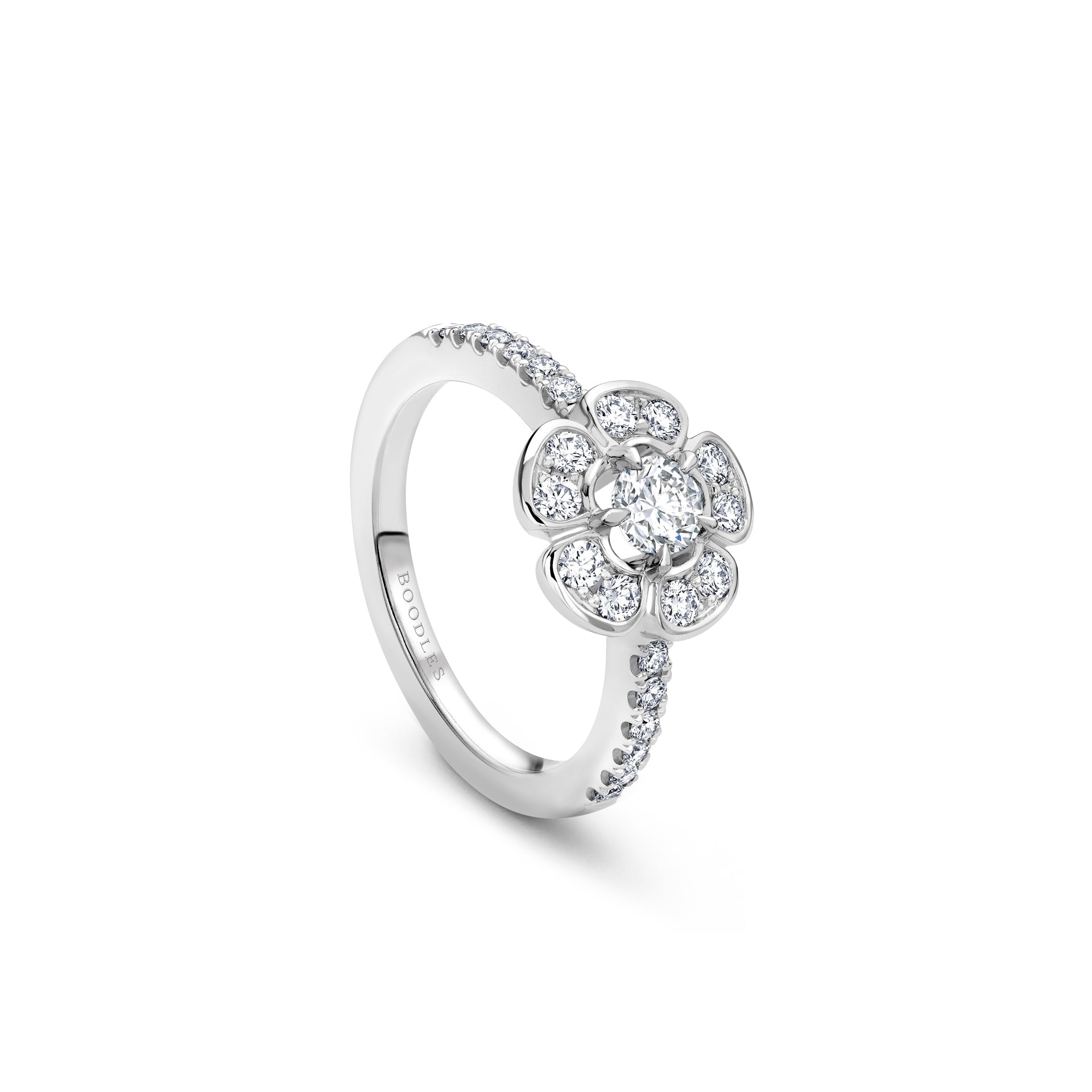 Secret Garden Small Platinum Flower Ring