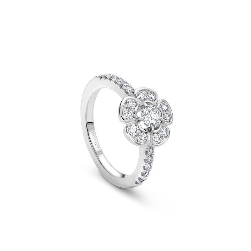 Secret Garden Small Platinum Flower Ring
