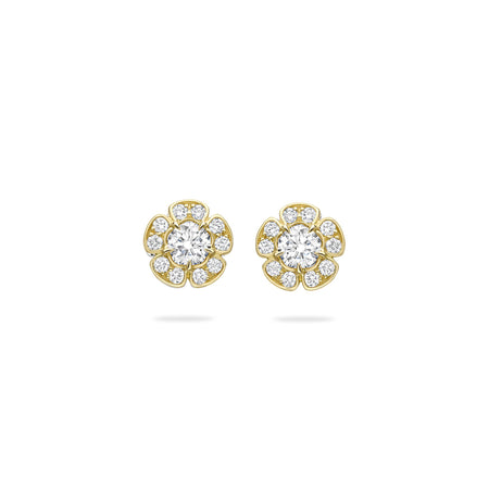 Walled Garden Diamond Stud Yellow Gold Earrings