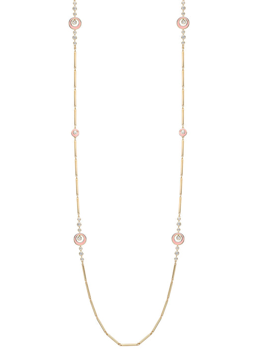 Raindance Diamond Enamel Long Yellow Gold Necklace