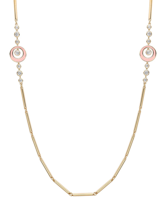 Raindance Diamond Enamel Long Yellow Gold Necklace