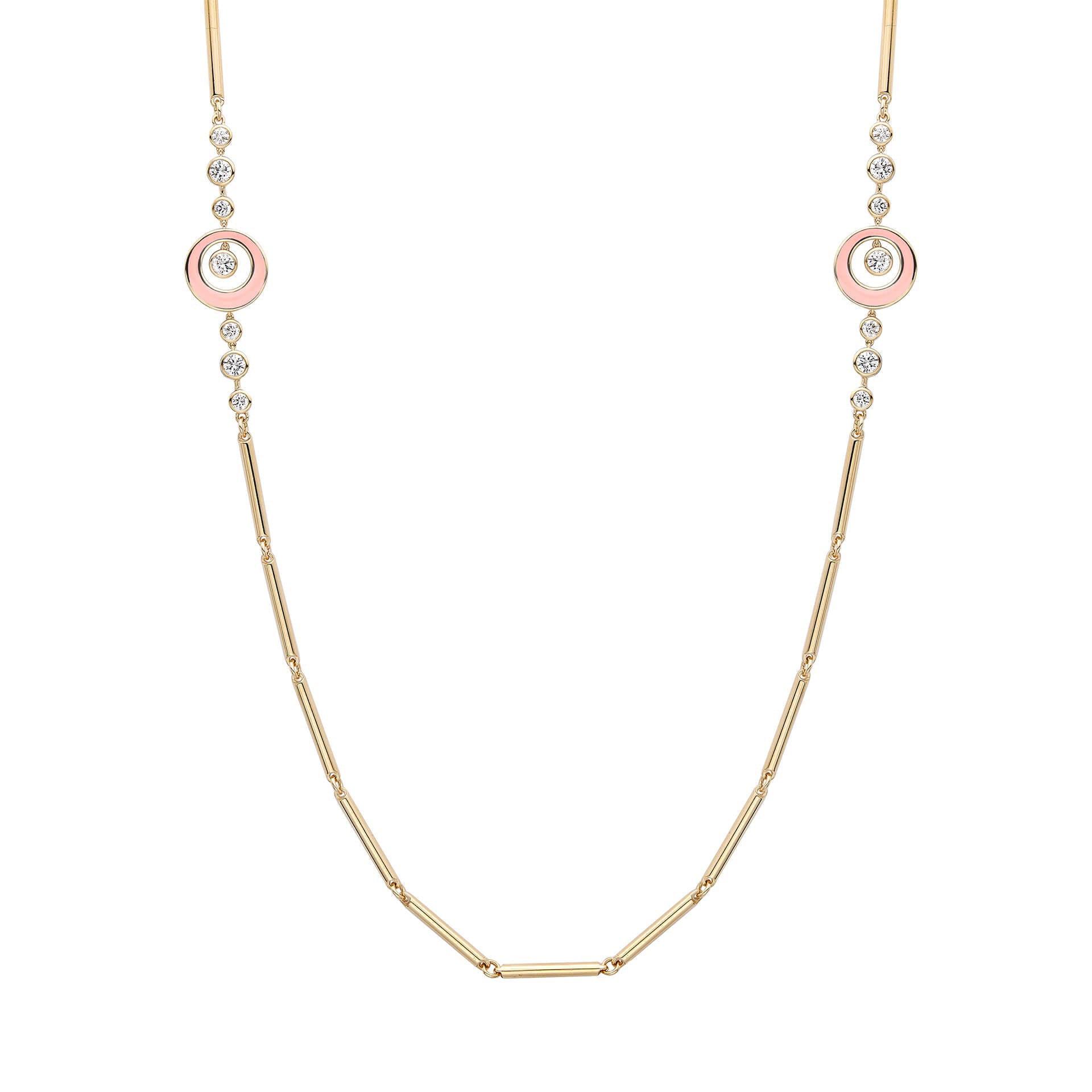 Raindance Diamond Enamel Long Yellow Gold Necklace