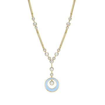 Raindance Diamond Blue Enamel Yellow Gold Pendant