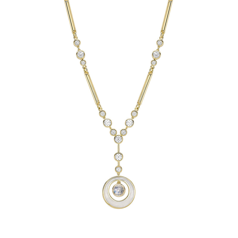 Raindance Diamond Moonstone Enamel Yellow Gold Pendant