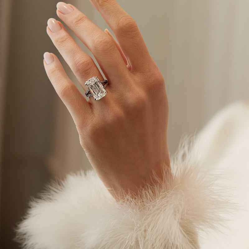 Ashoka Diamond Split Shoulders Platinum Ring