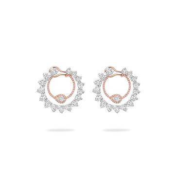 Firework Pink Diamond Platinum and Rose Gold Earrings