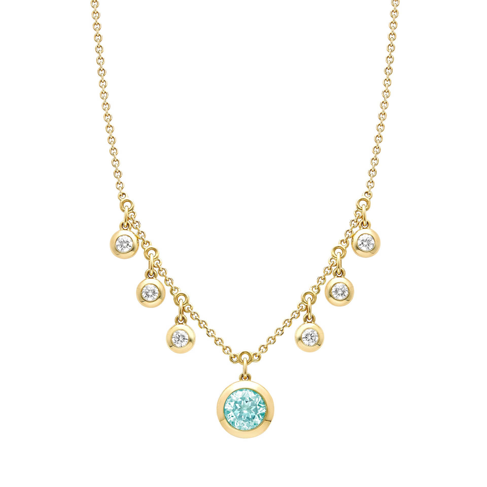 Beach Paraiba Diamond Yellow Gold Necklace