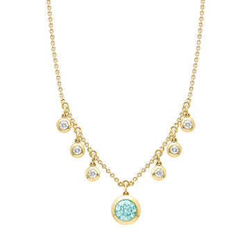 Beach Paraiba Diamond Yellow Gold Necklace