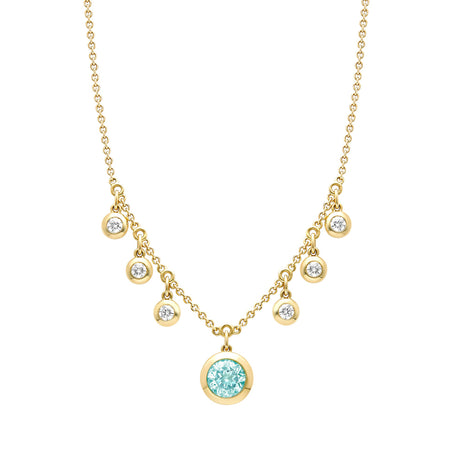 Beach Paraiba Diamond Yellow Gold Necklace
