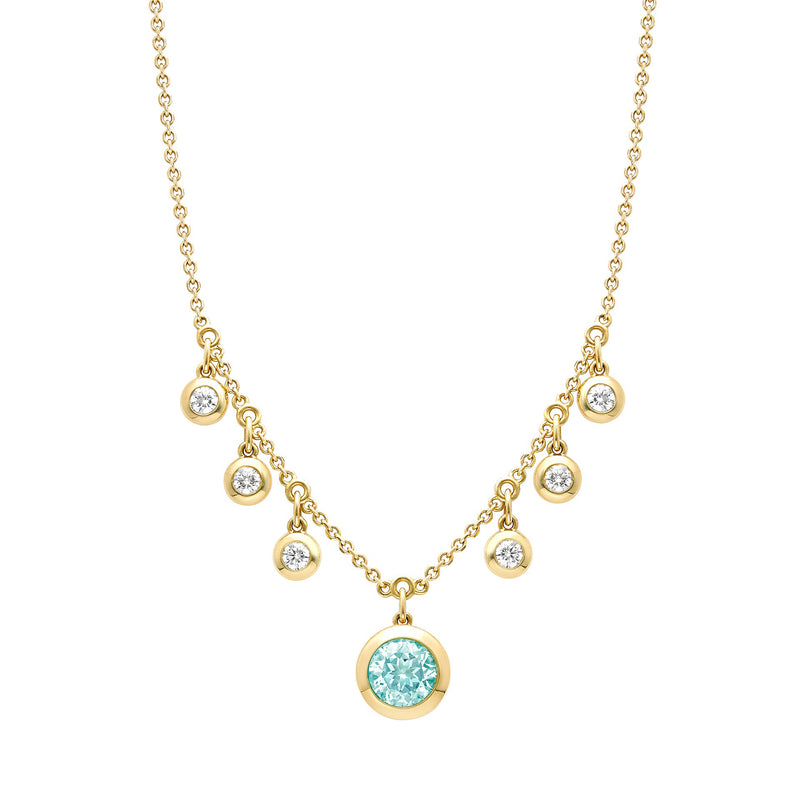 Beach Paraiba Diamond Yellow Gold Necklace